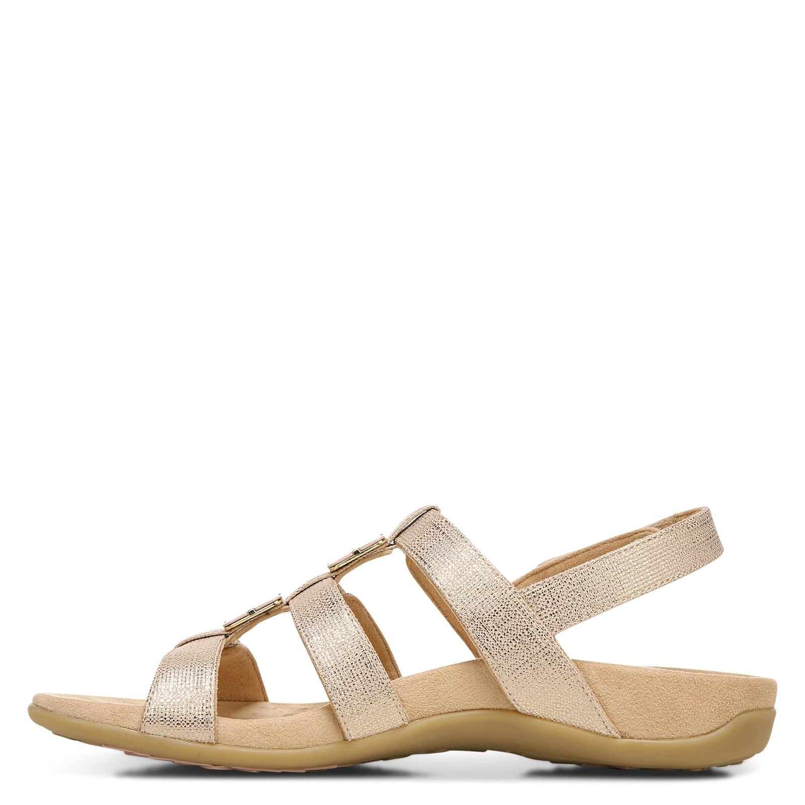 Vionic Amber Women's Adjustable Slide Sandal Rose Gold Met Linen