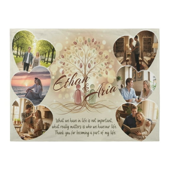 BAOPAI Customized Christmas Photo Blanket For Families Making Thick Winter Personalized Blankets With Pictures And Text Rectangular Blankets Holiday Hold 1-9 Images