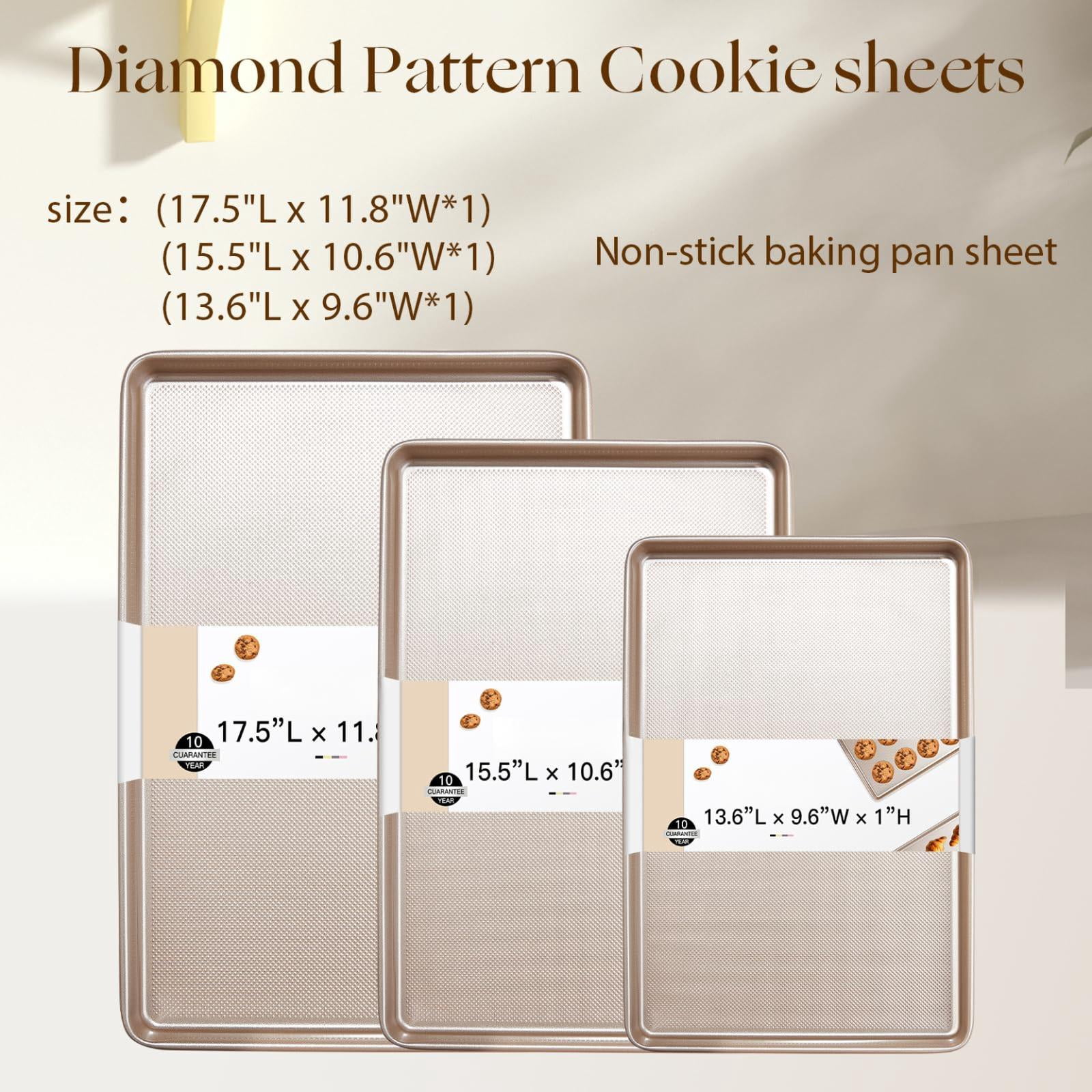 Baking Sheet Set of 3 Nonstick Carbon Steel Cookie Sheets for Oven