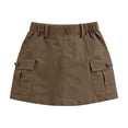 thumbnail image 2 of Miluxas Girl's Low Waist Button Bodycon Mini Cargo Skirt with Pocket Army Green 4-5 Years, 2 of 6