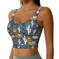 thumbnail image 2 of Bixox Women's Llama and Cactus Pattern Fitness Navel Tank Top U-Back Yoga Tank Top Sweatshirt Sports Bra, 2 of 7