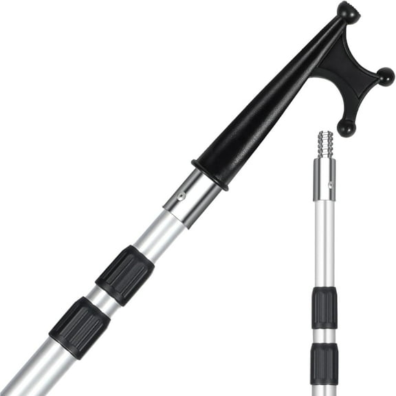 Lineslife 3.7-to-8 Foot Boat Hook for Docking, Telescoping Boat Hook Pole, Sturdy and Lightweight Push Pole for Boat Accessories