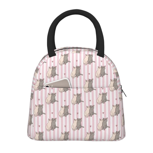 Disketp Heart Cat Bolsa Térmica para Almuerzo, Lonchera con Abertura Amplia y Gran Capacidad, Organizador Reutilizable para Mujeres, Hombres y Adultos