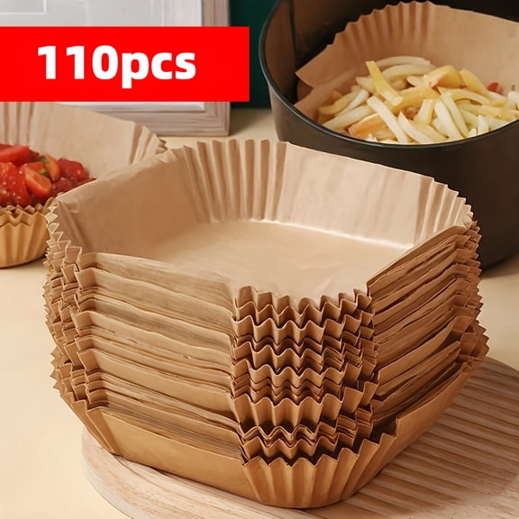 Bodaon 110-Pack Air Fryer Liners - Universal for Oven & Microwave, Non-Stick Parchment Paper - No Coating, Heat-Resistant for Home & Commercial Use