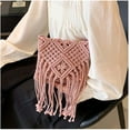 thumbnail image 5 of Kukuzhu Women Straw Crossbody Bags Cotton Crochet Tassel Beach Bag Handmade Clutch Bohemian Purse Woven Shoulder Bag, 5 of 7
