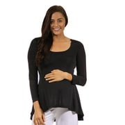 24seven Comfort Apparel Maternity Clothes for Women Long Sleeve Round Neck High Low Tunic Tops - Made in USA - Sizes S-3XL
