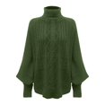 thumbnail image 5 of Green Sweatshirt for Women's Winter New Mid Neck Loose Long Sleeve Knitted Solid Color Sweater Women Fall Clothes, 5 of 6
