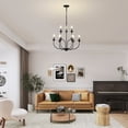 thumbnail image 2 of Rosalynne 25.8 in. 9-Light Indoor Matte Black Finish Chandelier with Light Kit, 2 of 5