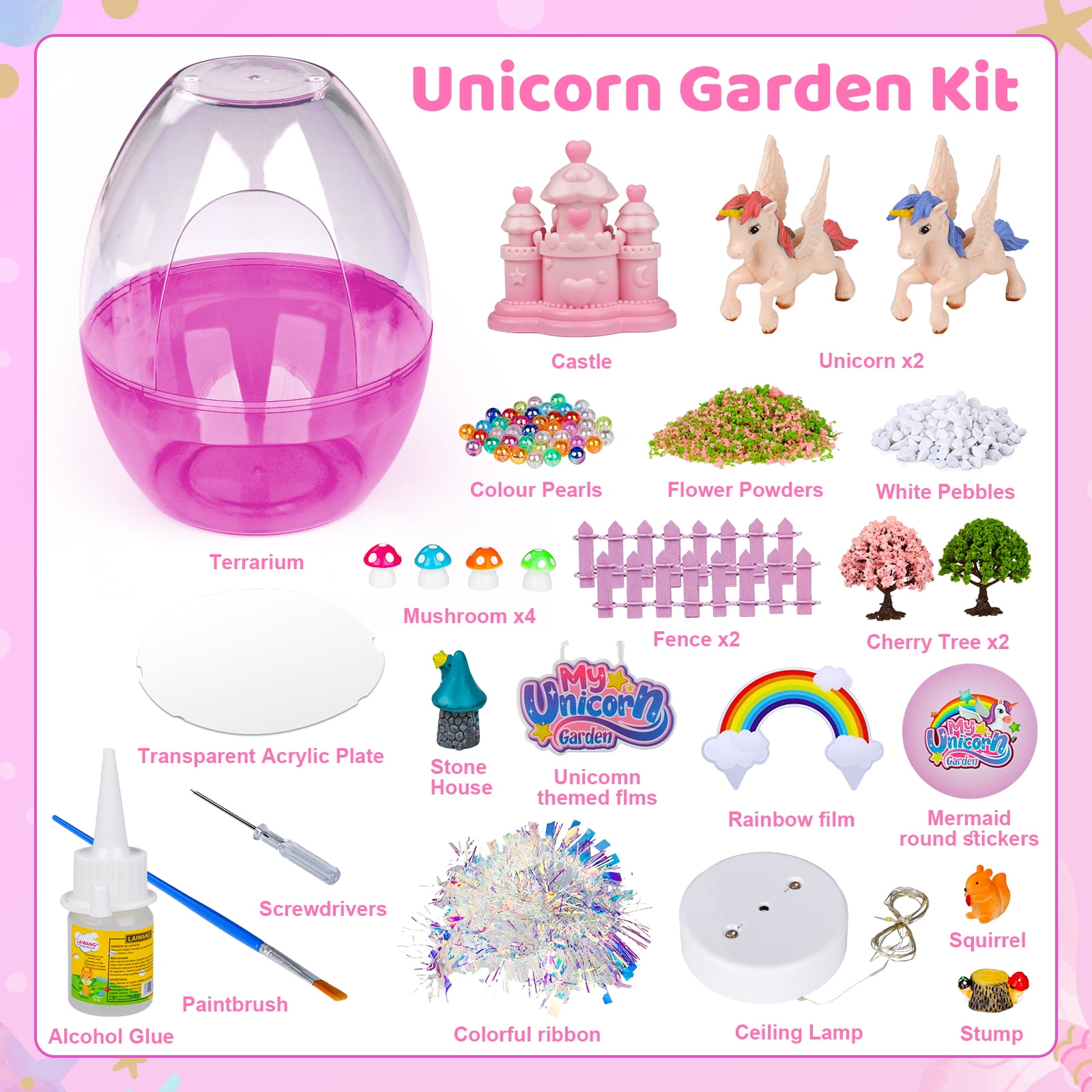 Flooyes Unicorn Terrarium Garden Craft Kit