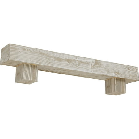 

Ekena Millwork 8 H x 12 D x 72 W Sandblasted Faux Wood Fireplace Mantel Kit w/ Alamo Corbels White Washed