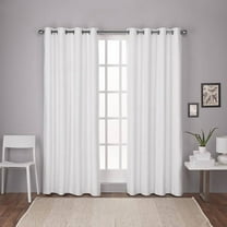 Exclusive Home London Textured Linen Room Darkening Blackout Grommet Top Curtain Panel Pair, 54"x84", Winter White