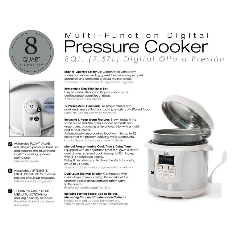 Best Buy: Elite Platinum 8-Quart Electric Pressure Cooker White