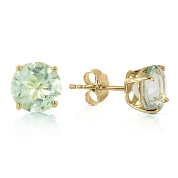 Galaxy Gold 14K Solid Gold 3.1 Carat Natural Green Amethyst Stud Earrings for Women - Yellow Gold Fine Jewelry