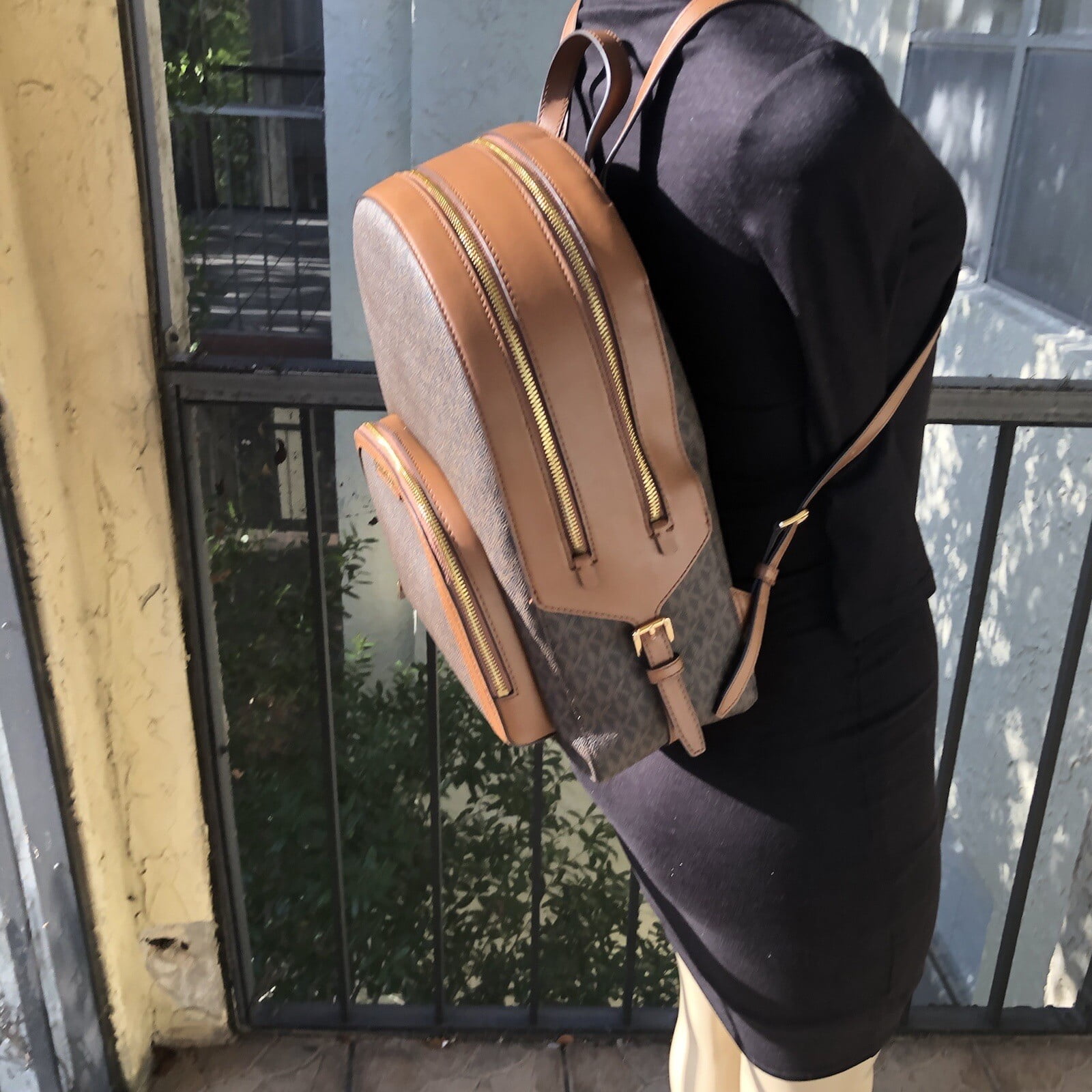 Michael Kors Jaycee Large Logo Backpack, Brown, MK Signature