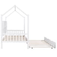 thumbnail image 6 of Gewnee Twin House Bed with Trundle and Storage Shelves, Wood Playhouse Bed with Roof for Kid,White, 6 of 9