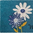 thumbnail image 6 of 17" X 29" Blue and White Coir Floral Welcome Outdoor Door Mat, 6 of 7