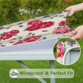 thumbnail image 6 of Square Tablecloth with Elastic Edges 36 * 36 Inch Pioneer Waterproof the Peony Flowers Table Cover Washable Indoor and Outdoor for Party Kitchen Dinner Banquet Patio Picnic, 6 of 6