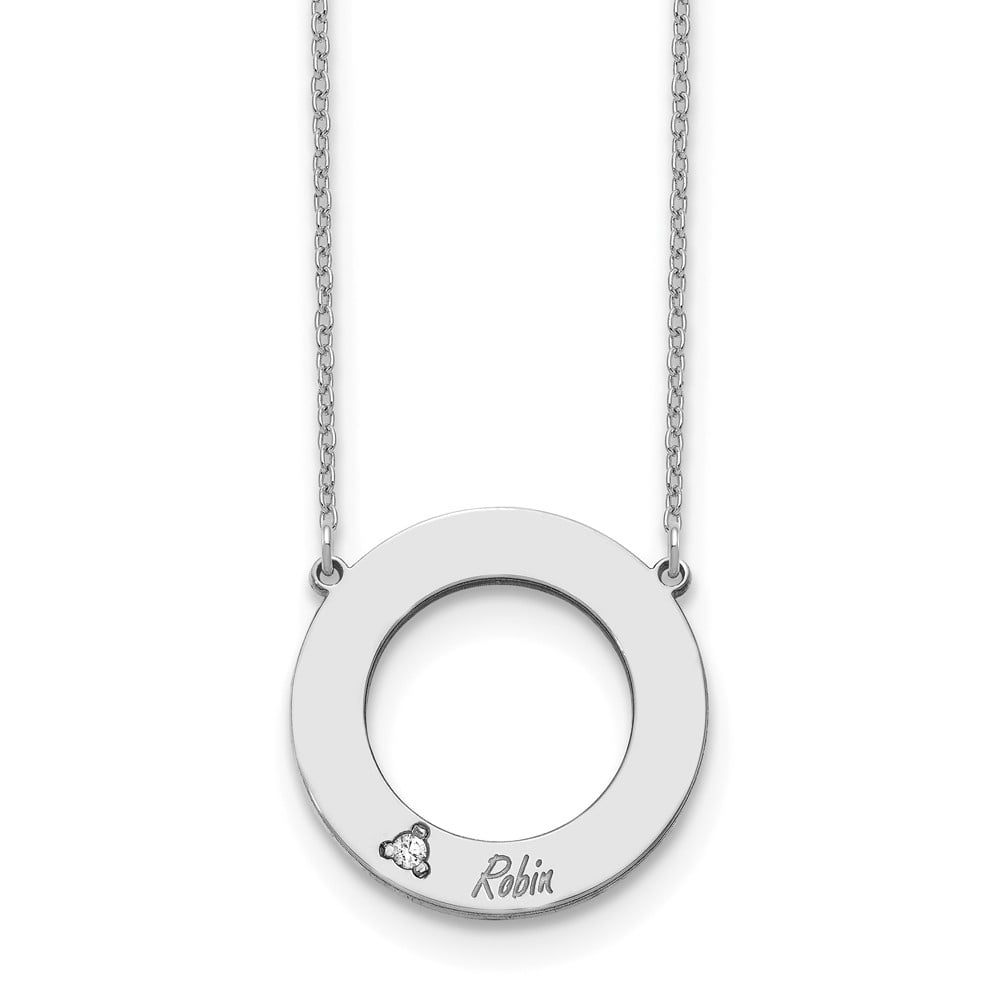 10K White Gold 0.75 Ct Round Cut Simulated Diamond Circle Pendant With 18 Chain .925 Silver 
