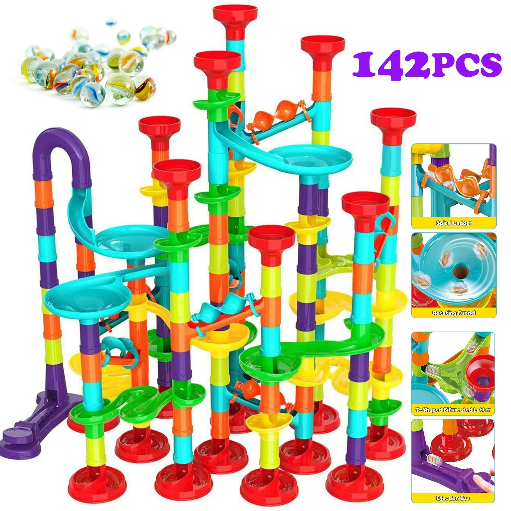 142Pcs Larger Size Marble Run Track Toys,building Blocks Games For