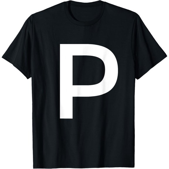 Letter P Alphabet Initial Monogram T-shirt T-Shirt men and women can wear, black, white, gifts