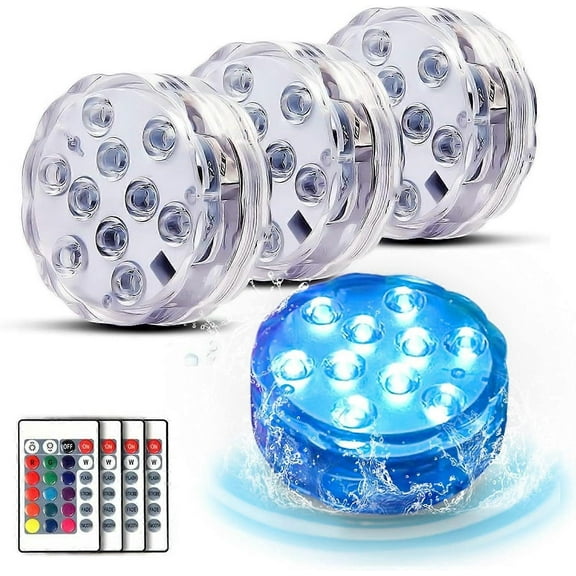 Submersible LED Lights, 4 Packs Waterproof Underwater Lights with Remote Control, Bath Lights with 16 Colors, Pond Lights, EFX Led Light, Pool Lights