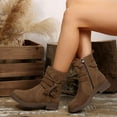 thumbnail image 5 of Viluyesy Womens Western Mid-Calf Boots, Low Heels Zip-Up Round Toe Fall Winter Cowgirl Suede Boots Brown US8.5, 5 of 8
