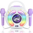 thumbnail image 1 of Karaoke Machine with 2 Wireless Microphones for Kids Ages 4-12, Portable Bluetooth Karaoke Machine with Magic Voice Changer and LED, 1 of 4