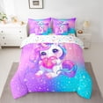 thumbnail image 2 of jejeloiu Kawaii Cute Unicorn 7-Piece Twin Bedding Sets,3D Caroon Loves Bedding Comforter Set,Dreamy Fairy Tale Theme Sheet Sets For Girl,Breathable Home Decor Reversible, 2 of 8