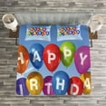 thumbnail image 3 of Ambesonne Birthday Quilted Bedspread Set 3 Pcs, Balloons Letters Sky, King Size, Multicolor, 3 of 3