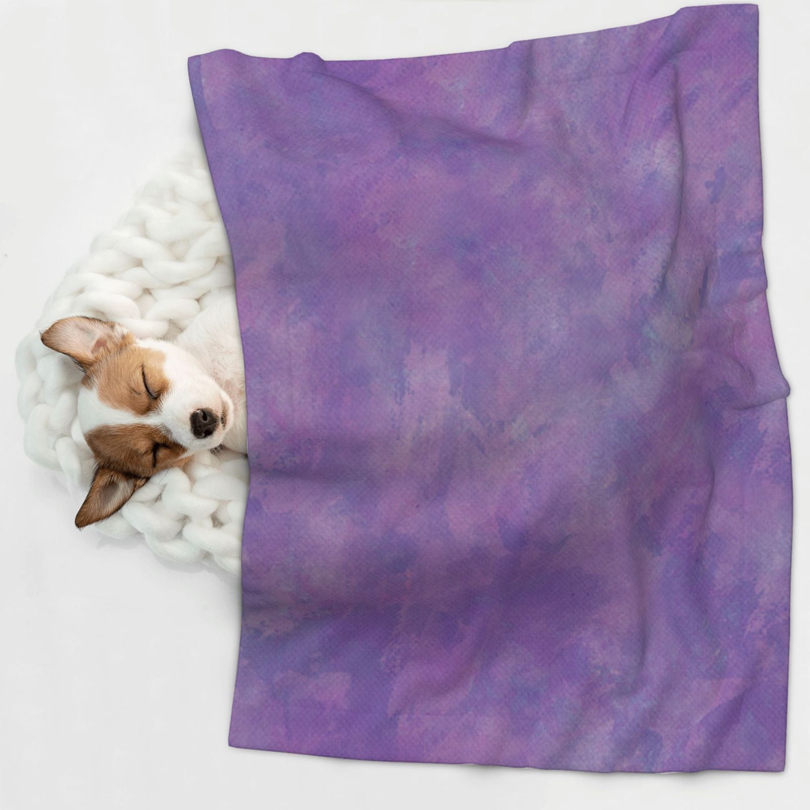 Flannel Throw Dog Blanket Purple Paint Soft Warm Print Pet Blankets for Small Dog Cat Puppy