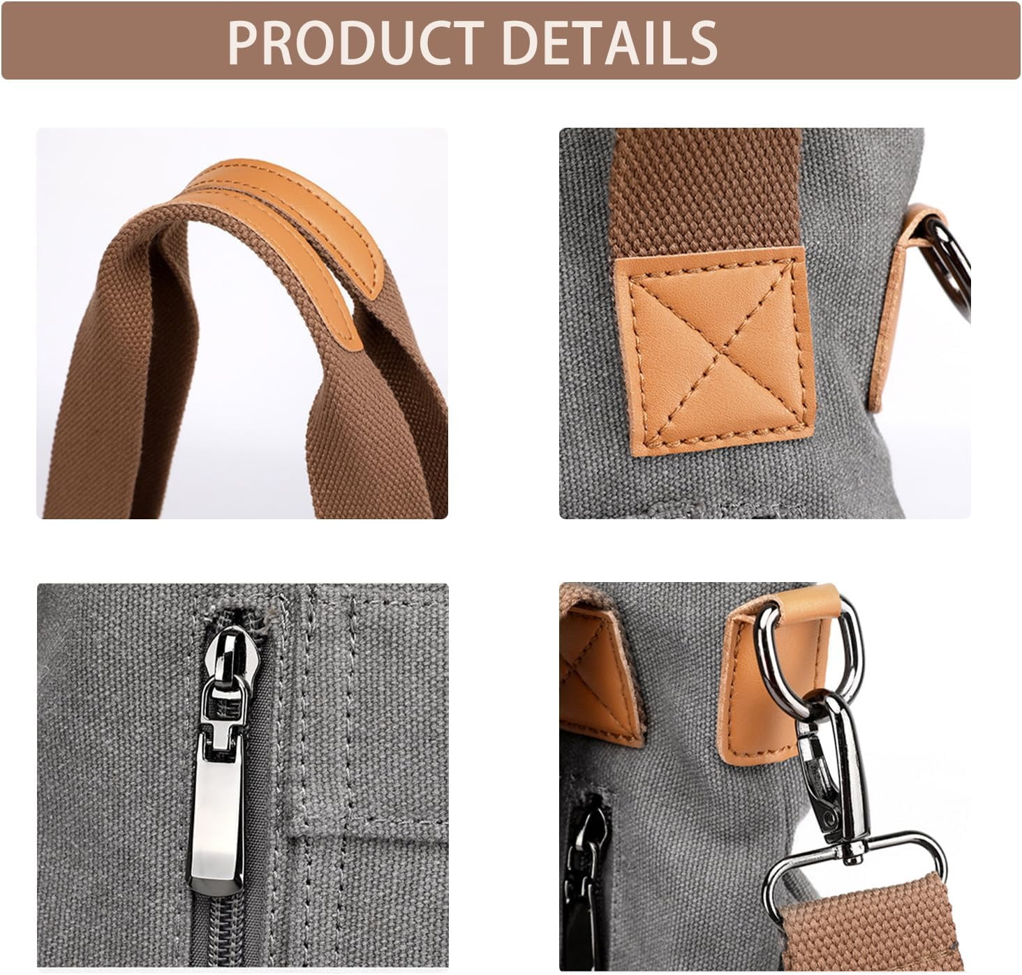 JennyShop Vintage Multi-pocket Handbags, Hot Sale Canvas Tote Purse for Women, Work Shoulder Crossbody Bag