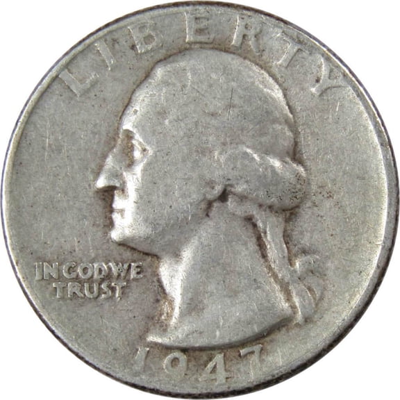 1947 D Washington Quarter F Fine 90% Silver 25c US Coin Collectible