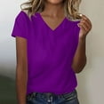 thumbnail image 2 of Arnsht Womens Cotton V Neck T Shirts Cap Short Sleeve Summer Tops Trendy Solid Loose Casual Shirts for Beach Vacation Purple M, 2 of 4