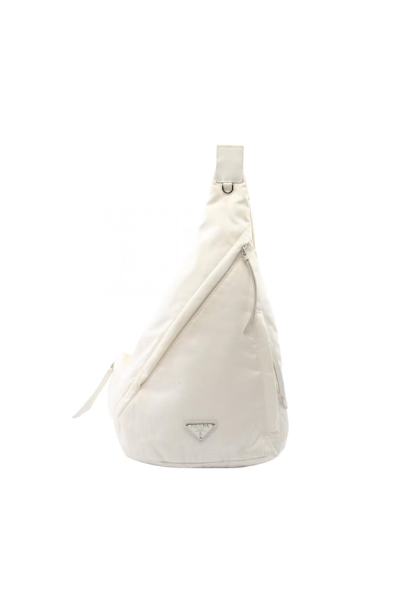 Pre-Owned Prada PRADA Re-Nylon Waist Bag Body Handbag Nylon Leather Men's Women's White 2VZ092