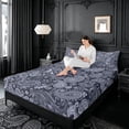 thumbnail image 3 of meiyoeat Navy Paisley King Sheets,Vintage Print Bedding For Men Women,4pcs,1 Flat Sheet,1 Fitted Sheet and 2 Pillowcases, 3 of 6