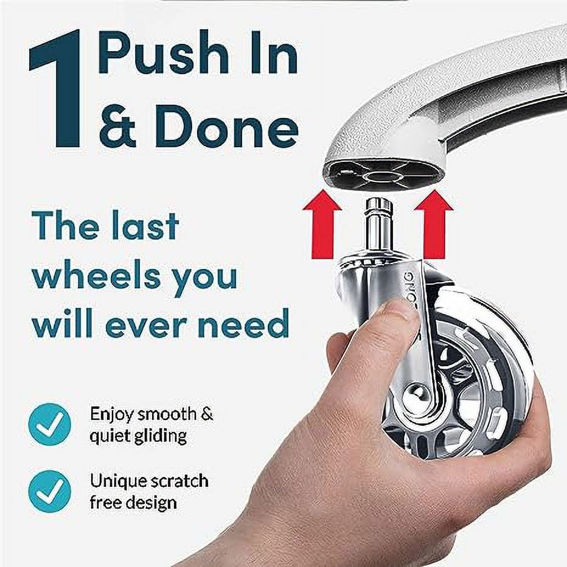 Lifelong Office Chair Caster Wheels, Easy Instalation with Safe Glide and Rollerblade Style for Wood, Carpet Floors, Tiles, Universal Fit, Set of 5