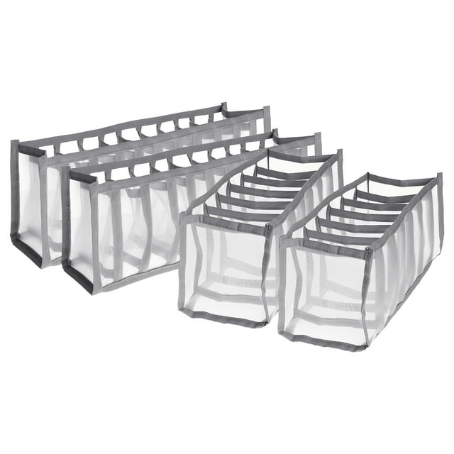 Unique Bargains 4pcs Wardrobe Clothes Organizer, Jeans Compartment Storage Box for T-shirt Jeans Underpants, Grey