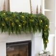 thumbnail image 6 of 2PCS 9FT Pre-Lit Christmas Cedar Garland with 150 Full Pine Branches and Warm LED Lights, Realistic Artificial Greenery Christmas Garland for Fireplace Mantel, Stair Railing, Door, Wall, Porch, 6 of 9