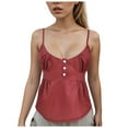 thumbnail image 5 of COMVALUE Women Y2k Plaid Babydoll Tank Top Summer Spaghetti Strap Square Neck Ruffle Camisole Cute Flowy Hem Peplum Shirts (Red, L), 5 of 9