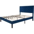 thumbnail image 3 of SHA CERLIN Queen Size Velvet Bed Frame with Adjustable Headboard, Diamond Button Tufted, Rivet Decor, No Box Spring Needed, Blue, 3 of 8