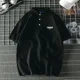 thumbnail image 3 of Camiseta polo para hombre negra con cuello, camisetas de calle lisas, sin logotipo, ropa elegante, holgada, de algodón, 3 of 5