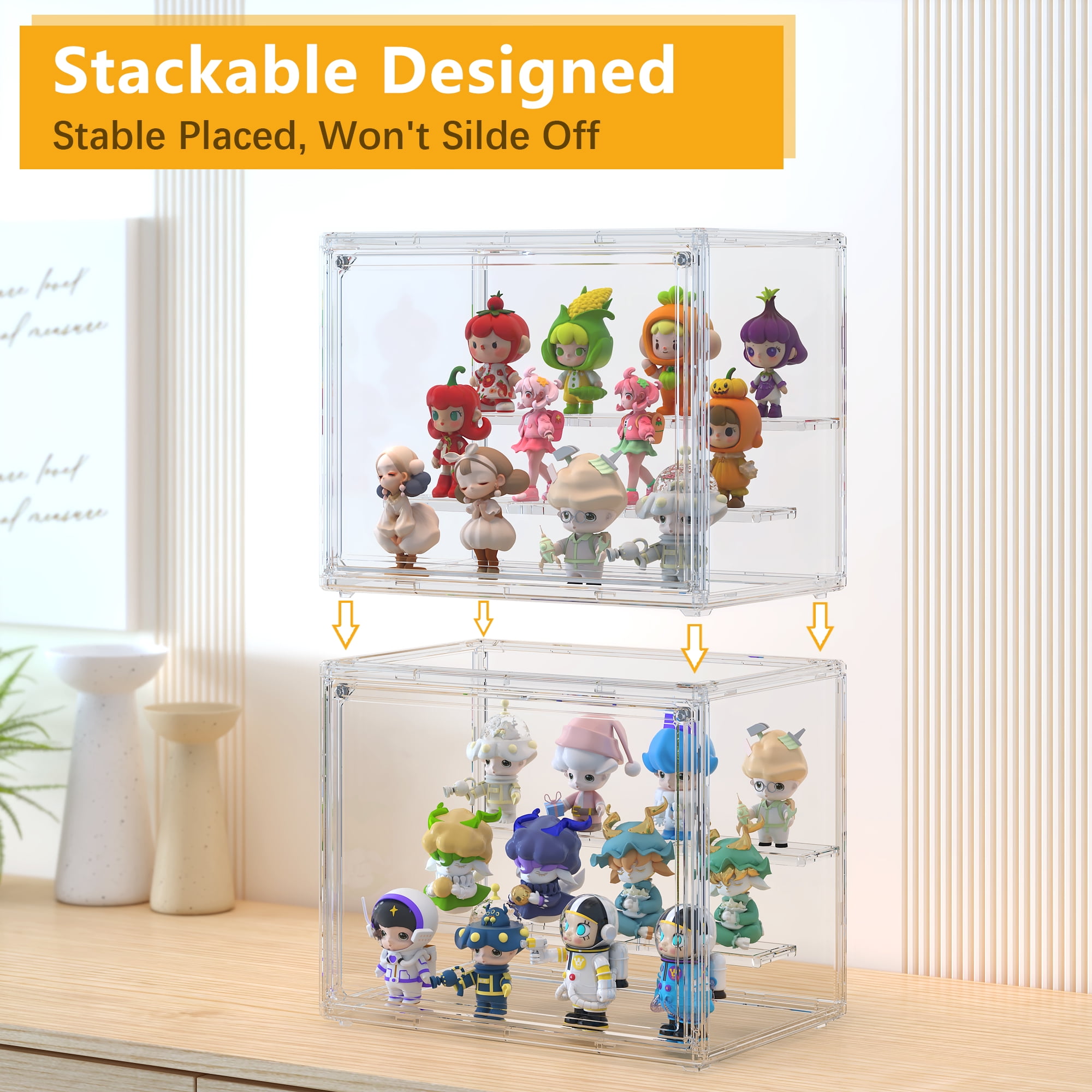 Labubu Case 2 Pcs Clear Acrylic Display Case 3 Tier Display Shelf With ...