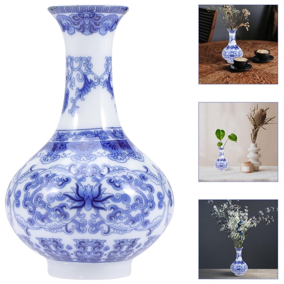 OUNONA Blue and White Porcelain Vase Dried Flower Arrangement Container Office