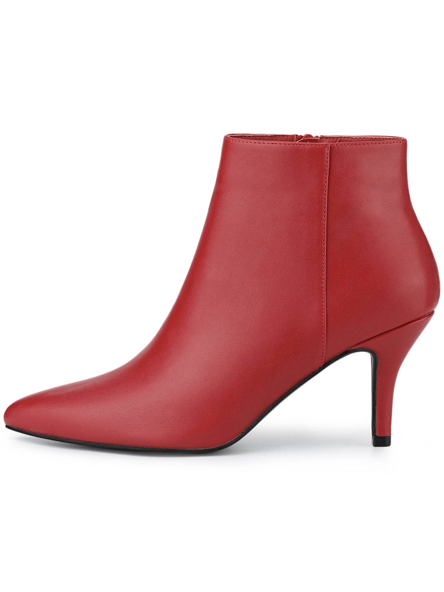 DARING DIVA Women's Pointed Toe Zipper Stiletto Heel Ankle Wrap Boots Red 10
