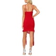thumbnail image 3 of INSPIRE CHIC Women's Sleeveless Ruched Spaghetti Strap Cami Ruffle Bodycon Midi Dress L Red, 3 of 6