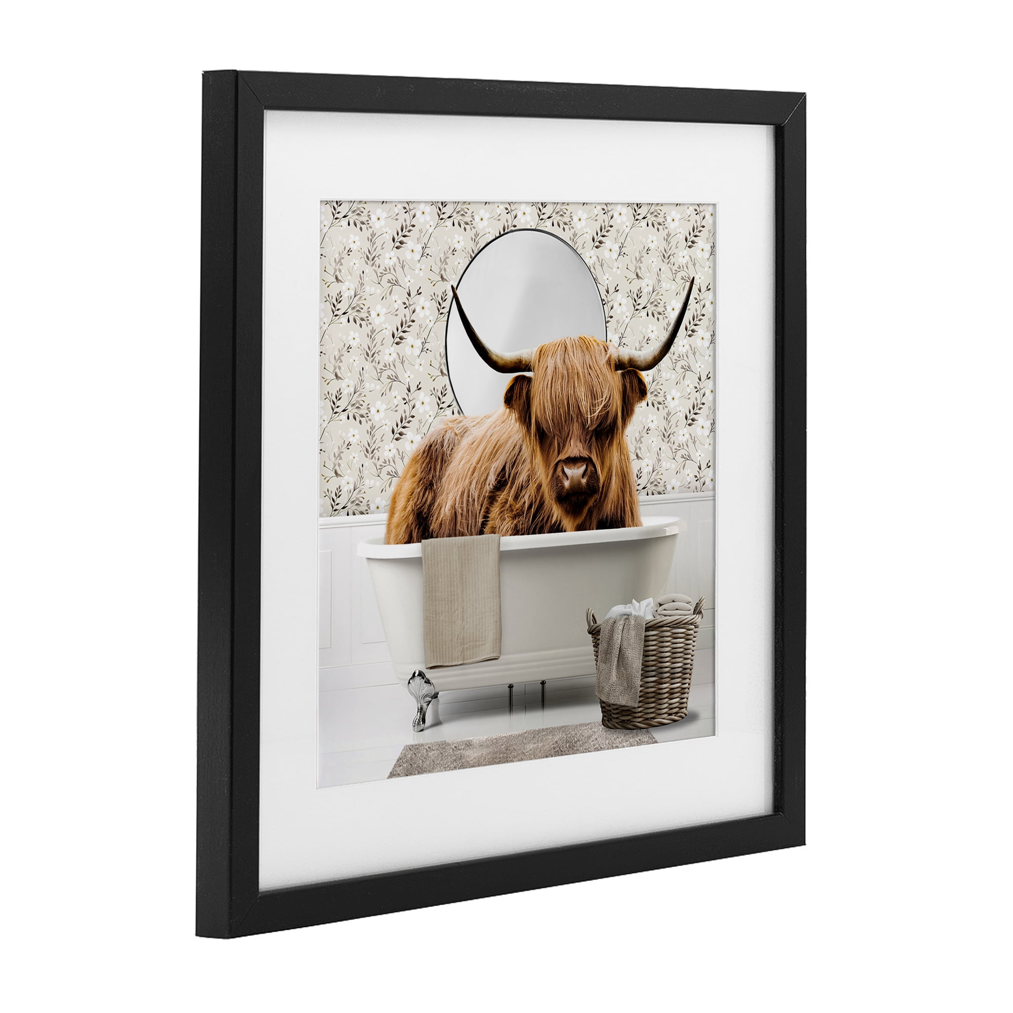 Stupell Industries Cottage Cattle Bath Time Black Framed Print Under Glass, design by CAD Designs