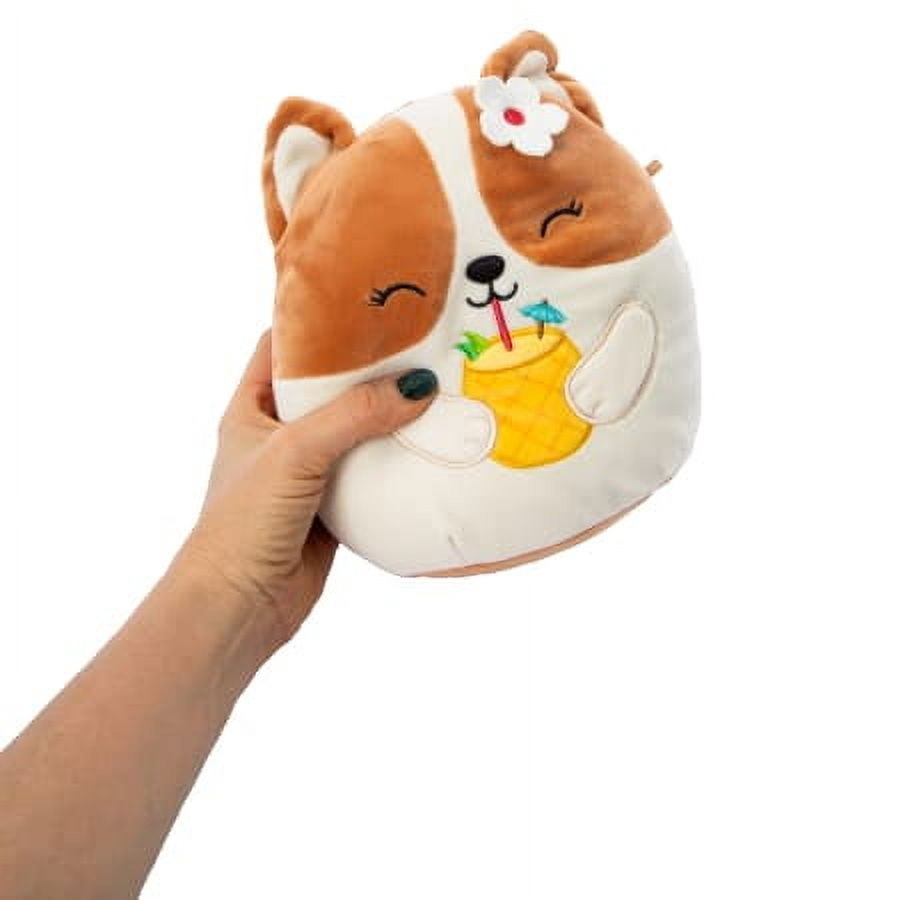 Squishmallows Official Kellytoys 7.5 Inch Regina the Corgi Dog Holding Coconut Drink Summer Squad Ultimate Soft Plush Toy