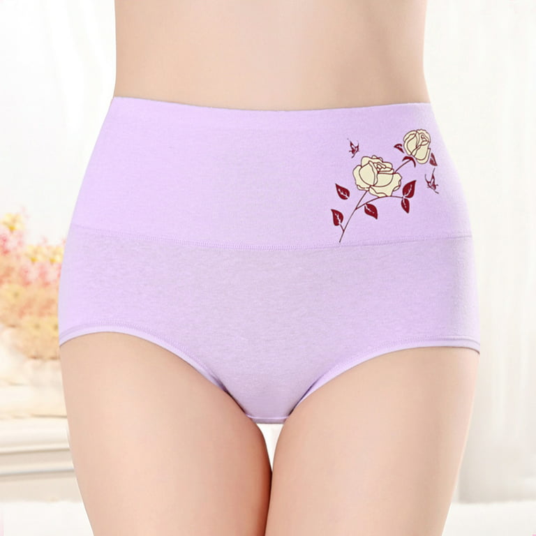 iOPQO womens underwear Elastic Underwear Comfortable Cotton Fashion  Printing Women's Purple XL