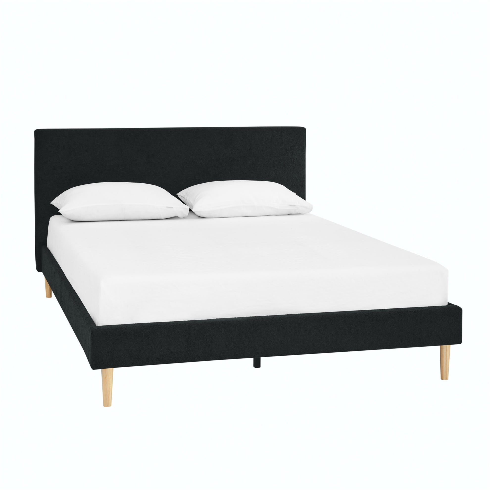 Gewnee Queen Size Upholstered Platform Bed Frame with Headboard,Sturdy Wood Slats & Center Support,No Box Spring Needed,Easy Assembly,Black