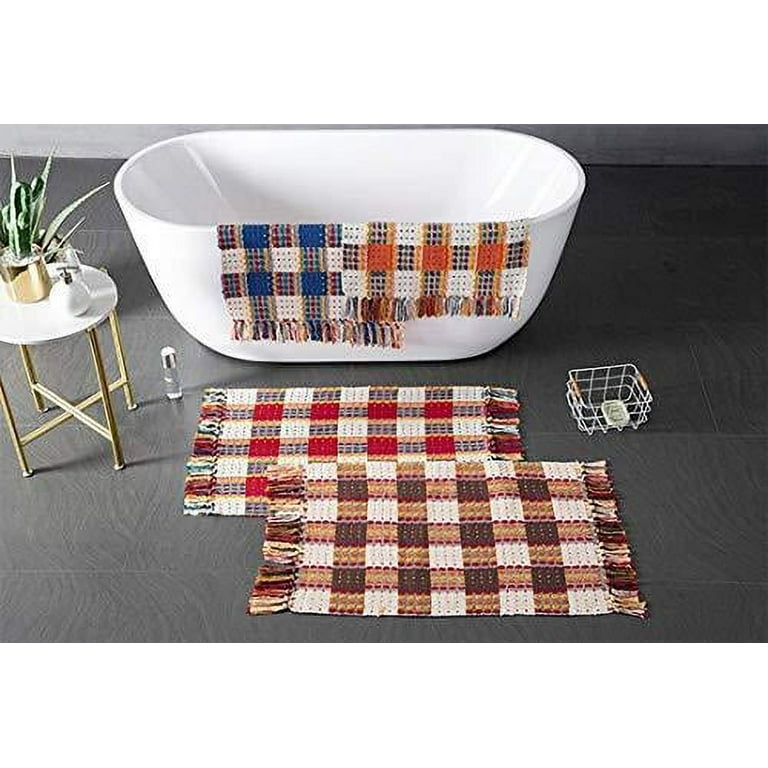  Christmas Plaid Outdoor Rug, 27.5''x43'' Red&White